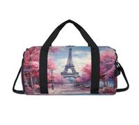 Sac de sport Paris Cherry Blossom Tour Eiffel avec compartiment à chaussures Sac de voyage Sac de gym pour femmes, hommes, enfants, filles et garçons