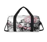 Sac de sport Paris Tour Eiffel avec compartiment à chaussures Tour Eiffel Street View Sac de voyage voyage gym bagage organisateur pour femmes, hommes, enfants, filles et garçons