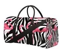 Sac de sport pliable à motif zèbre et flamant rose avec bretelles