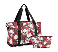 Sac de sport pliable avec articles de toilette pour la randonnée, Crâne rouge terrible