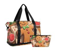 Sac de sport pliable avec sangle réglable pour le yoga Marron, Cartoon mignon brun Merry Christmas pain d'épice, 1 size