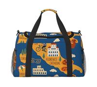Sac de sport pliable de grande capacité avec carte de l'Italie avec symbole culturel pour activités de plein air