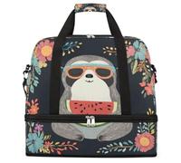 Sac de sport pliable de grande capacité avec compartiment pour chaussures et chaussures - Motif paresseux et pastèque - Léger - Pour homme et femme