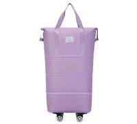 Sac de sport pliable de grande capacité avec roulettes, imperméable, léger, sans télescopique, violet clair, Valise pliable extensible avec roulettes pivotantes universelles