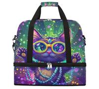 Sac de sport pliable Mardi Gras de grande capacité avec compartiment humide et sec Poche à chaussures Léger Pour homme et femme