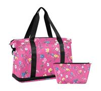 Sac de sport pliable pour le week-end, sac de sport de nuit, sac de sport pour trekking, sac de sport, fleurs de printemps pêche floral