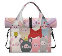 Sac de sport pour bébé cochon pour femme et homme - Joli sac de week-end avec compartiment à chaussures - Sac fourre-tout pour yoga, gym, voyage, couleur, L, Organiseur de sac