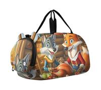 Sac de sport pour enfant avec panier de lapin de Pâques Motif tulipes, Festin festif renard loup mignon, Classique