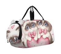 Sac de sport pour enfant avec panier de lapin de Pâques Motif tulipes, Romantique Twin Cats Love Hearts, Classique