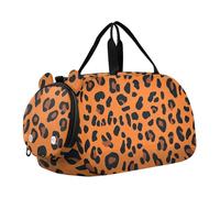 Sac de sport pour enfants avec compartiment à chaussures - Grande capacité - Imprimé léopard orange sauvage - Pour voyage, natation, danse, ballet