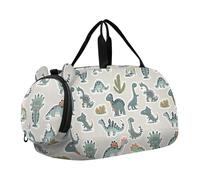 Sac de sport pour enfants avec compartiment à chaussures, sac de voyage léger pour voyage, natation, danse, ballet bolso para gym, vecteur de dinosaure animal style autocollant, Moderne