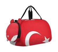 Sac de sport pour enfants avec motif drapeau national de la Turquie avec compartiment à chaussures, sac de nuit multifonction pour les voyages, le sport,