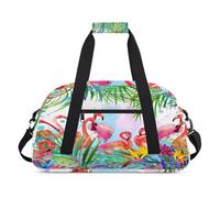 Sac de sport pour enfants, filles, garçons, femmes, hommes, 24 L, sac fourre-tout, voyage, gym, danse, fleurs tropicales, flamants roses, oiseau, couleur, (24L) UK, Organiseur de sac