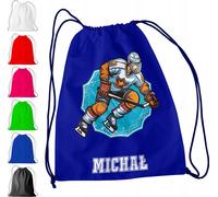 Sac De Sport Pour Enfants - Hockey + Nom Jeu Avec Un Palet Sur Une Crosse De Hockey