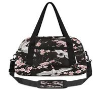 Sac de sport pour enfants, motif grue à fleurs de cerisier pour garçons, filles, adolescents, sac de sport, sac de sport pour week-end, voyage, gymnastique, danse, ballet, multicolore