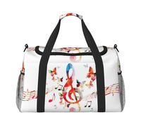 Sac de sport pour femme avec compartiments Motif papillon musical, Noir , Taille unique
