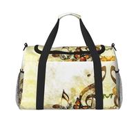 Sac de sport pour femme avec compartiments Motif roses musicales romantiques, Noir , Taille unique