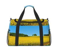 Sac de sport pour femme avec imprimé champ de fleurs de viol - Sac de voyage pour homme, petit et moyen sac de week-end pour femme, sac de sport