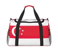 Sac de sport pour femme avec imprimé drapeau de Singapour, noir, One Size