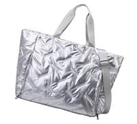 Sac de sport pour femme - Grande capacité - Sac à bandoulière tendance - Sac de week-end avec poignée supérieure, Gris argenté