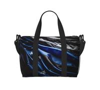Sac de sport pour femme, motif ligne bleue américaine, motif drapeau 3, sac de sport pour week-end, sac fourre-tout pour articles personnels, noir, One Size
