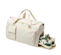 Sac de sport pour femme, sac de nuit avec bandoulière élargie, sac de sport en cordon, facile à utiliser, portable et créatif, 44 x 20 x 41 cm pour serviettes, vêtements, beige, Refer to description