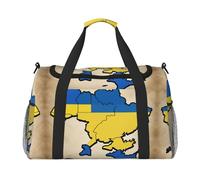 Sac de sport pour femme, sac de sport, sac de voyage, sac de voyage, sac fourre-tout pour week-end, sac de nuit avec drapeau de l'Ukraine, noir, One Size