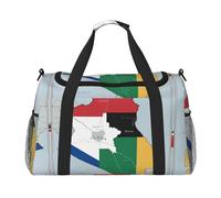 Sac de sport pour femme, sac de sport, sac de voyage, sac fourre-tout pour le week-end, organiseur de nuit avec drapeau du Soudan du Sud map01, noir, One Size
