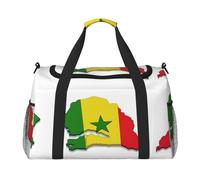 Sac de sport pour femme, sac de sport, sac de voyage, sac fourre-tout pour le week-end, sac de nuit avec drapeau du Sénégal, noir, One Size