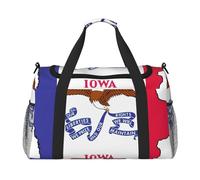Sac de sport pour femme, sac de sport, sac de voyage, sac fourre-tout pour week-end, sac de nuit avec drapeau de l'Iowa State, noir, One Size