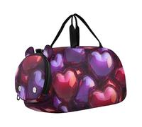 Sac de sport pour fille Motif chouettes mignonnes de Noël pour voyage, week-end, nuit, Cœurs 3D Rouge Violet Love, Classique