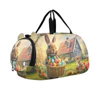 Sac de sport pour fille Motif chouettes mignonnes de Noël pour voyage, week-end, nuit, Jardin d'œufs colorés de lapin printanier, Classique