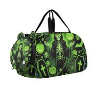 Sac de sport pour fille Motif squelette Vert Noir Avec compartiment à chaussures Multifonctionnel Weekender Nuit Dance Voyage Natation Danse Ballet