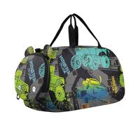 Sac de sport pour filles et garçons, mignon gribouillage amour abstrait Monster Truck sac de gym pour enfants, sac de sport pour la Saint-Valentin, sac de voyage en voiture avec nom, sac de w nd