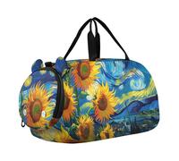 Sac de sport pour filles - Motif chevaux et rivière - Pour voyage de nuit - Sac de sport pour enfants, Tournesols Nuit étoilée Vincent, Classique