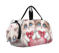 Sac de sport pour garçon, beau bonhomme de neige, week-end d'hiver, sac de voyage pour filles avec bandoulière, Adorables chats siamois adorent les cœurs, Classique