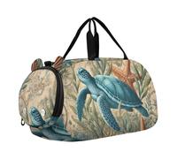 Sac de sport pour garçon - St Patrick - Joli chiot chaton - Sac de voyage pour enfants, Blue Turtle Ocean Marine Life, Classique