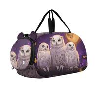 Sac de sport pour garçons âne mignon dessin animé cheval de nuit week-end sac de voyage fourre-tout sac de sport sac de danse, Mystical Owls Full Moon Violet, Classique