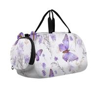 Sac de sport pour garçons et enfants Motif trèfles et gnomes de la Saint-Patrick, Papillon violet., Classique