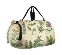Sac de sport pour garçons et enfants Motif trèfles et gnomes de la Saint-Patrick, Plantes Herbes Vintage, Classique