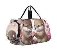 Sac de sport pour garçons et filles - Sac de voyage et de danse - Joli motif renard et donut, Adorable loutre Valentine Love, Classique