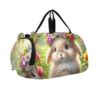 Sac de sport pour garçons et filles - Sac de voyage fourre-tout de danse - Motif chat romantique - Titanic Love, Couronne de fleurs de lapin de printemps, Classique