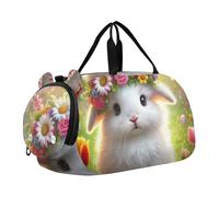 Sac de sport pour garçons et filles - Sac de voyage fourre-tout de danse - Motif chat romantique - Titanic Love, Couronne florale lapin de Pâques, Classique