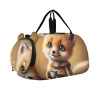 Sac de sport pour garçons et filles - Sac de voyage fourre-tout de danse - Motif chat romantique - Titanic Love, Cozy Fox Coffee Time, Classique