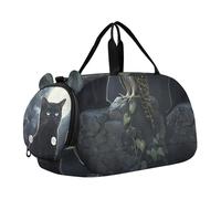 Sac de sport pour garçons et filles - Sac fourre-tout de voyage avec bandoulière - Motif abeilles royales et roses, Mystic Chat Chouette Noir Clair de Lune, Classique