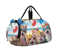 Sac de sport pour garçons et tout-petits, sacs de voyage pour filles, sac fourre-tout de gym, bagage pour enfants, bagage Pop Art vache Highland, Tenue de chats souriants, Classique