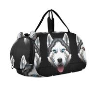 Sac de sport pour garçons et tout-petits, sacs de week-end, sacs fourre-tout pour filles, sac de sport de voyage, sac de sport, sac de sport coloré, planètes spatiales, Chien Husky Sibérien Noir