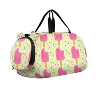 Sac de sport pour garçons - Imprimé tortues de mer - Bleu vif - Sac de voyage pour enfants, sucettes glacées roses saupoudrées jaunes, Classique