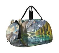 Sac de sport pour garçons Koala Coucher de soleil Romance Weekender Sac de voyage fourre-tout de gym Sac de sport Bagage pour enfants, Crystal Mountain Reflection Lake, Classique