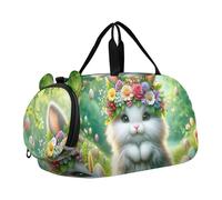 Sac de sport pour garçons Koala Coucher de soleil Romance Weekender Sac de voyage fourre-tout de gym Sac de sport Bagage pour enfants, Couronne florale lapin Pâques, Classique